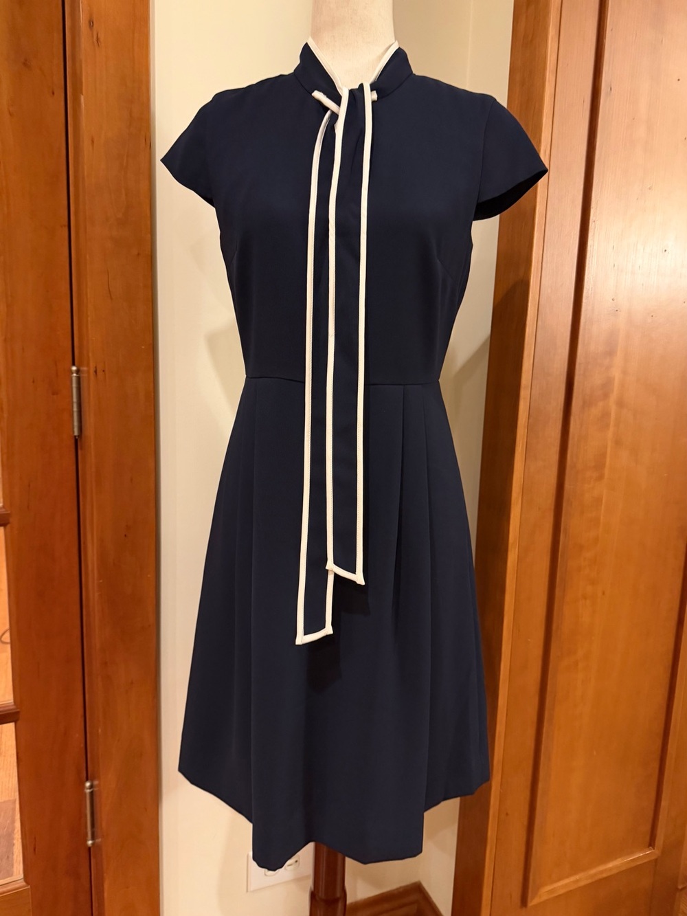 J. Crew Navy Mini Dress with White Trim Bow